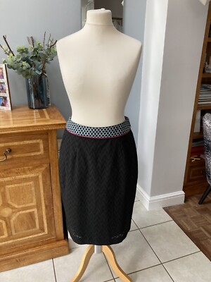 Clements Ribeiro Black Broderie Anglaise Pencil Skirt XL UK 16