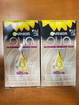 2 Boxes: Garnier Olia Permanent Hair Dye *#9 1/2.1 Lightest Ash Blonde* R7P5a