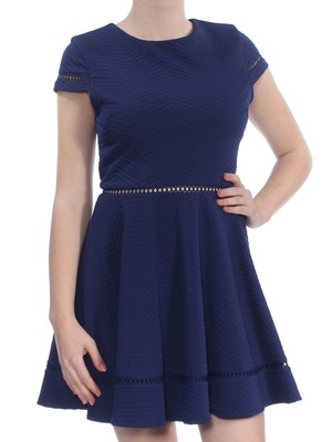 

CITY STUDIO Женское темно-синее мини-платье с круглым вырезом и короткими рукавами + расклешенное платье для юниоров, Navy