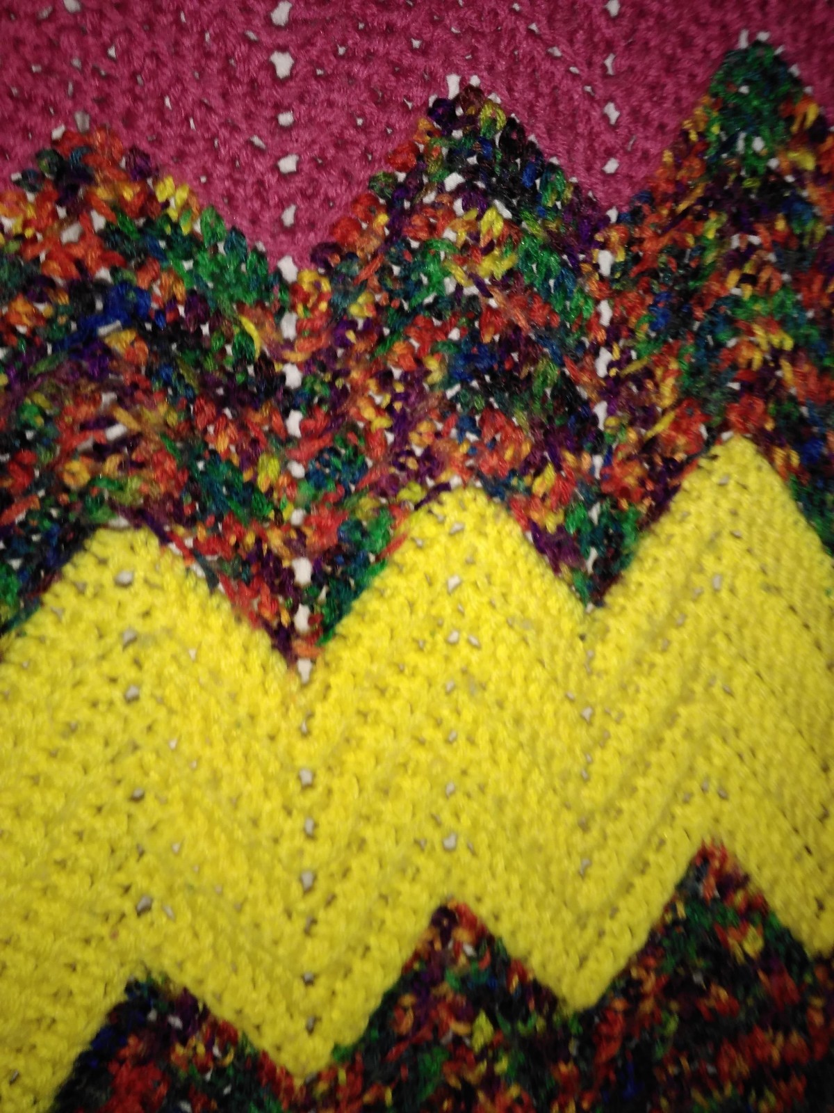 Handmade Multi Colored Crochet Afghan Chevron Design 45
