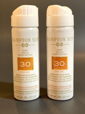 Two (2)Hampton Sun SPF30 Continuous Mist Sunscreen REEF SAFE 1oz/28g Travel Size