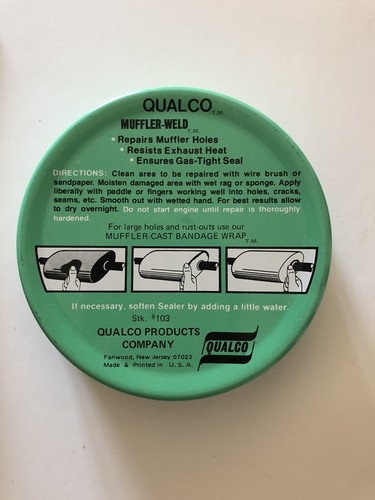 VINTAGE Qualco Muffler Weld Tin 6 1/2 Oz NIB Car Collectible