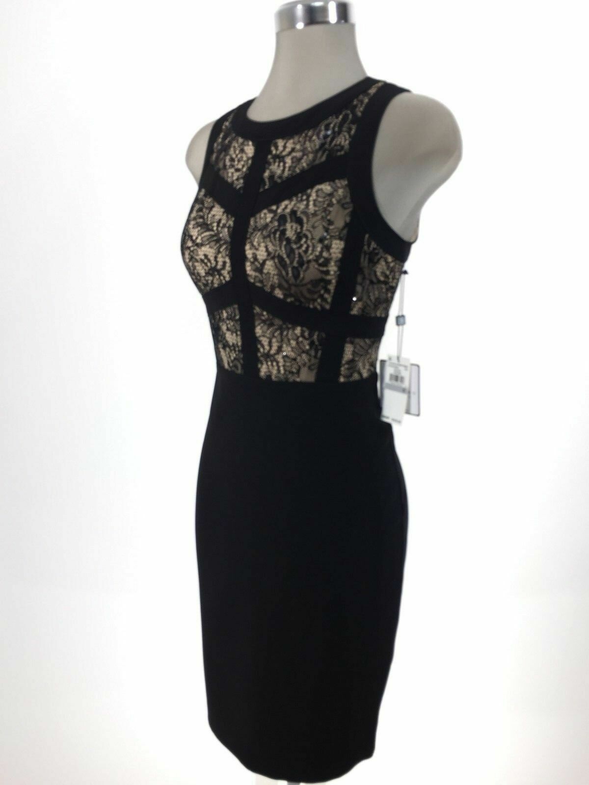 

Laundry by Shelli Segal NWT Awesome Черное платье-футляр телесного цвета с пайетками, размер, Черный