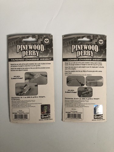 Revell Pinewood Derby Chassis Weights