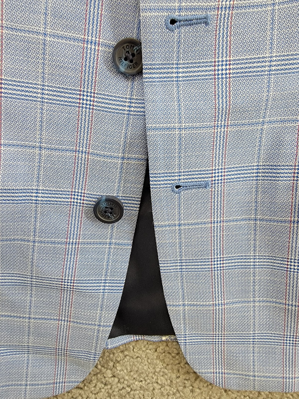 Tommy Hilfiger Stretch Deco Plaid Sport Coat Big Boys 10 Blue Flap Pockets L/S - Picture 10 of 19