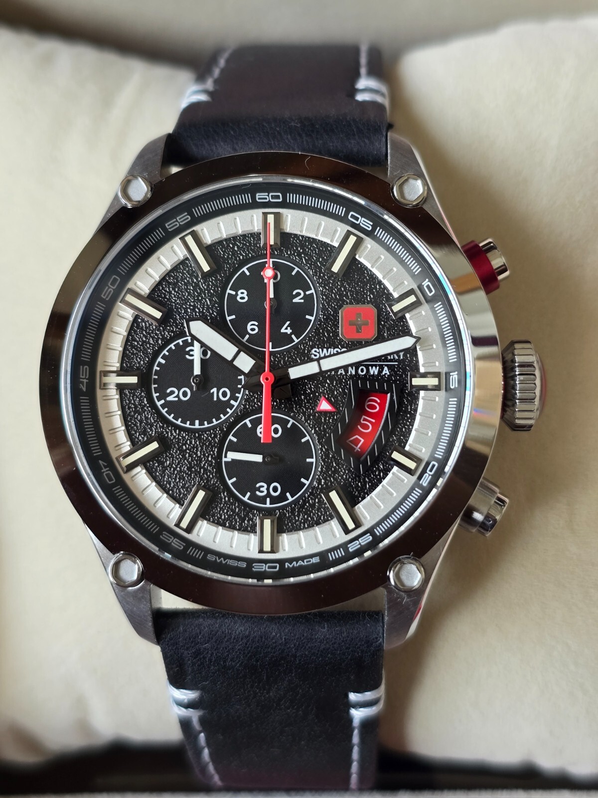 Pre-owned Swiss Military Hanowa Sapphire Black Dial Chronograph Men's Watch Smwgc2101401