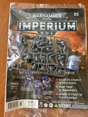 Warhammer 40000 Imperium Episode 3 - 3 Intercessors & Macragge Blue Paint, New