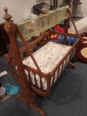 wooden baby cradle second hand