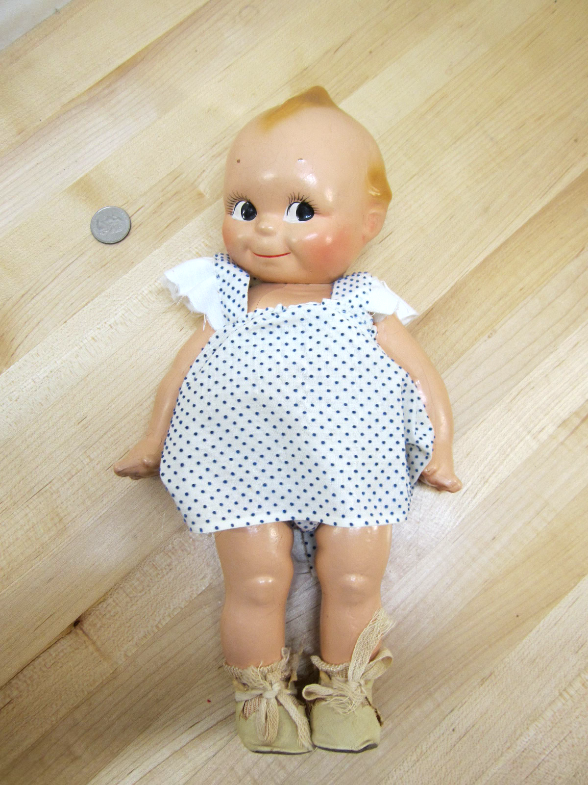 NICE!! ANTIQUE 1940's 13" GIRL CUPIE KEWPIE COMPOSITE / CELLULOID DOLL