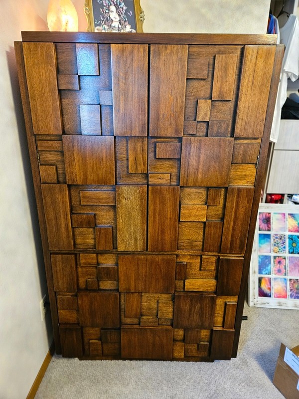 Lane Brutalist Staccato Tallboy MCM Vertical Dresser Armoire
