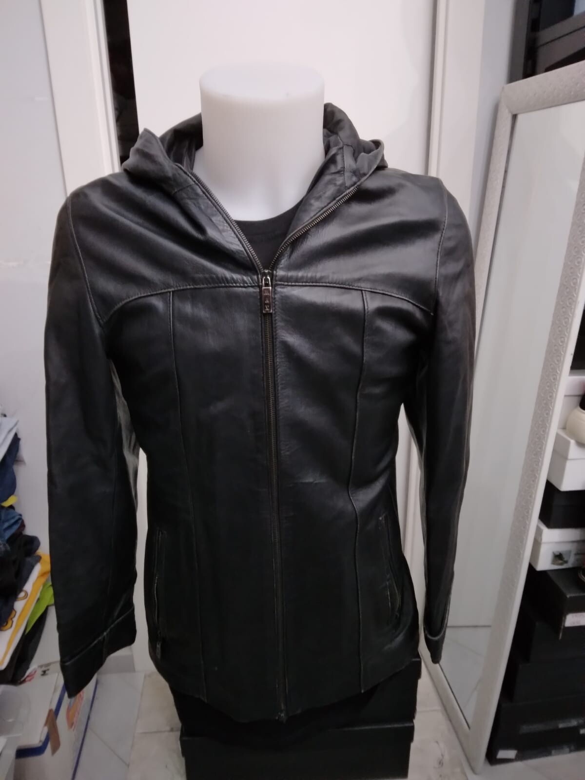 Max Genuine Leather Jacket Used Women Black Size L XXC269L Max Genuine Leather Jacket Used Women Black Size L XXC269L
