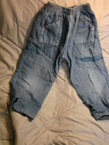 Vintage 50s Childs Boys Denim Pants Elastic Jeans FLANNEL LINED 4-5
