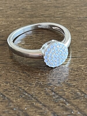 ATI Fire Opal Silver 925 Halo Ring Size 7