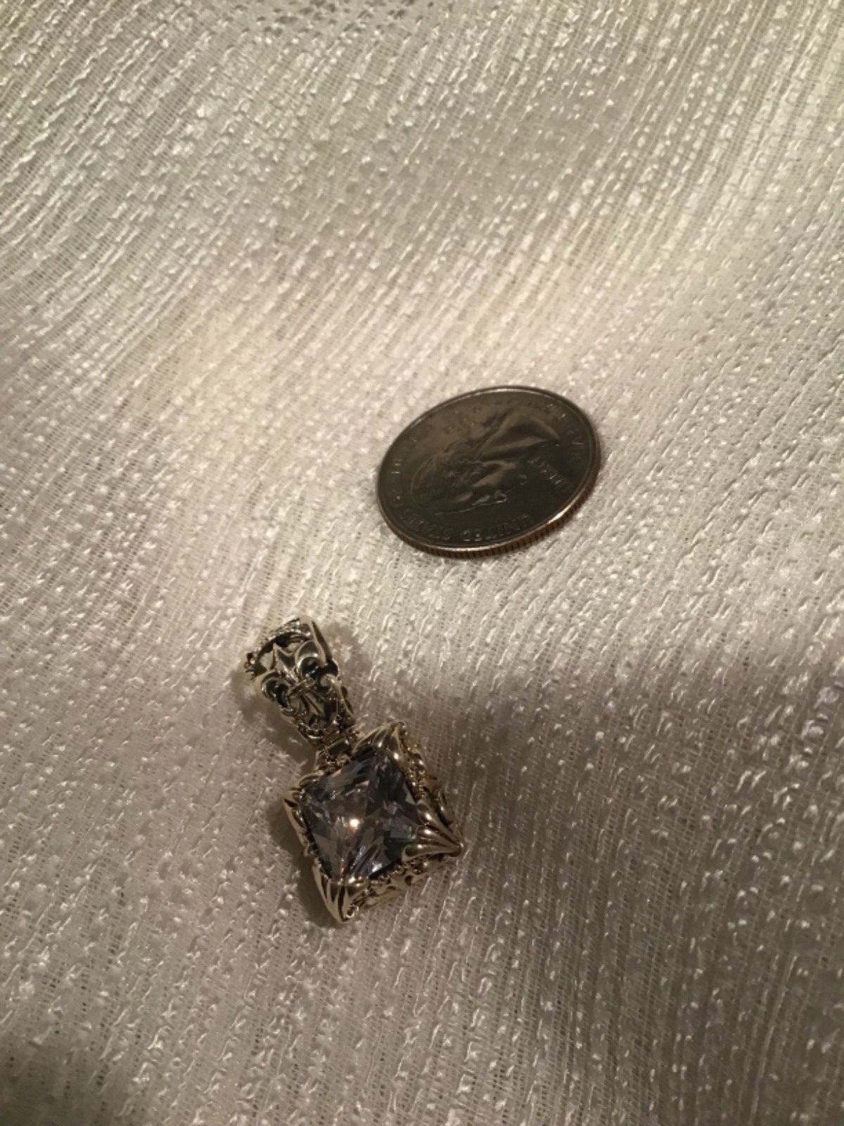 Silpada 925 Sterling Silver Uptown Fleur de Lis cubic zirconia cz pendant S0979