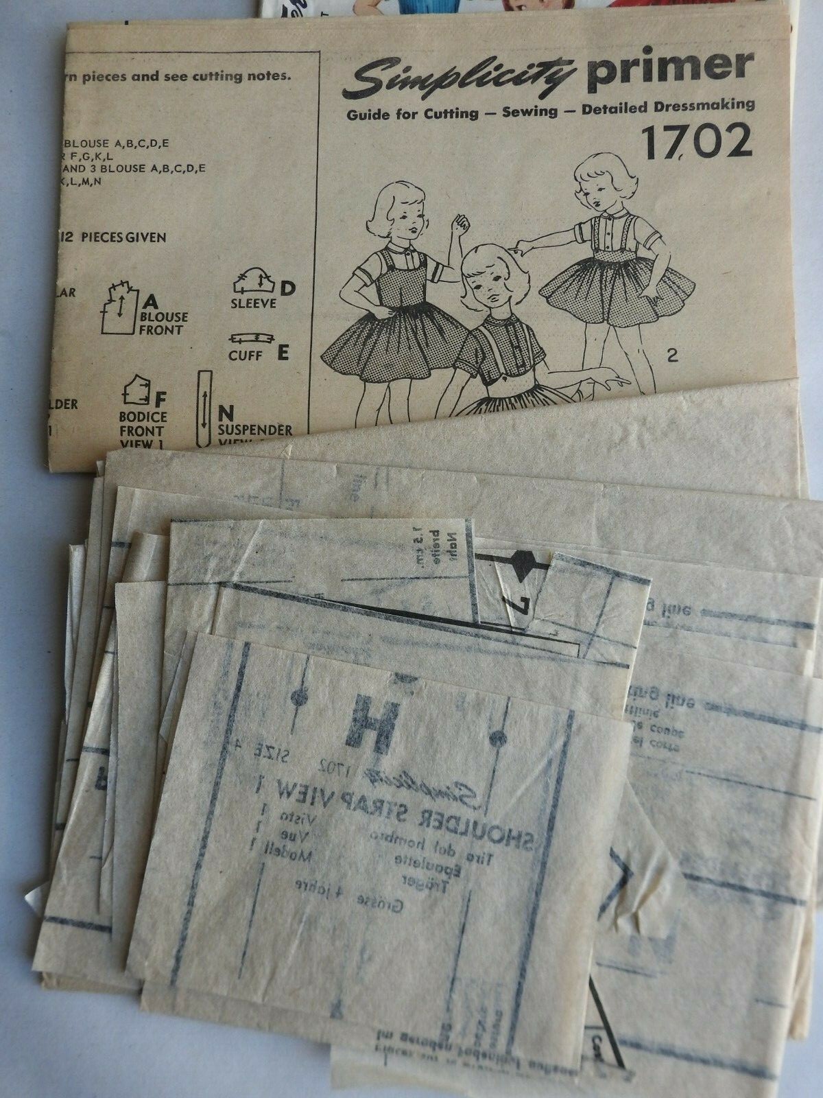 Vtg. Simplicity Sewing Pattern 1702 ~ Child's Jumper, Skirt and Blouse Size 4