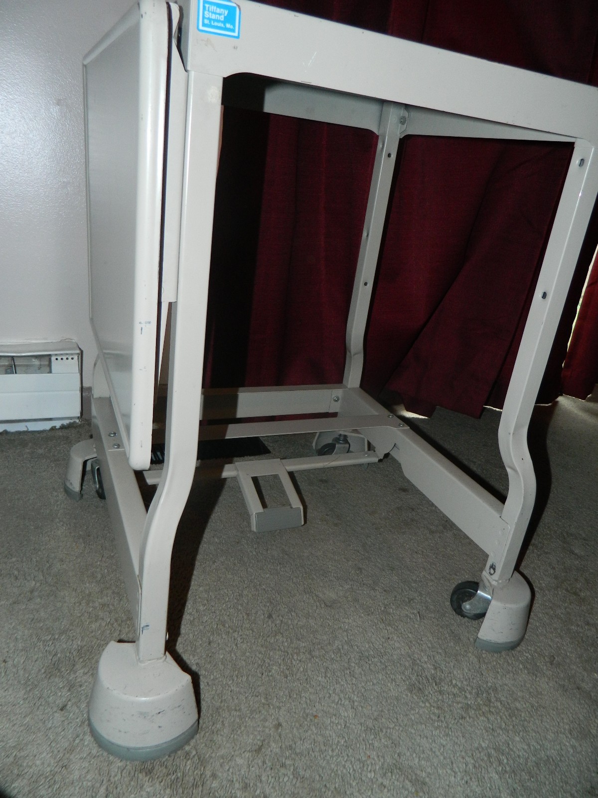 Industrial Drop Leaf Table/Stand on Wheels Tiffany Mid-Century Modern Vintage