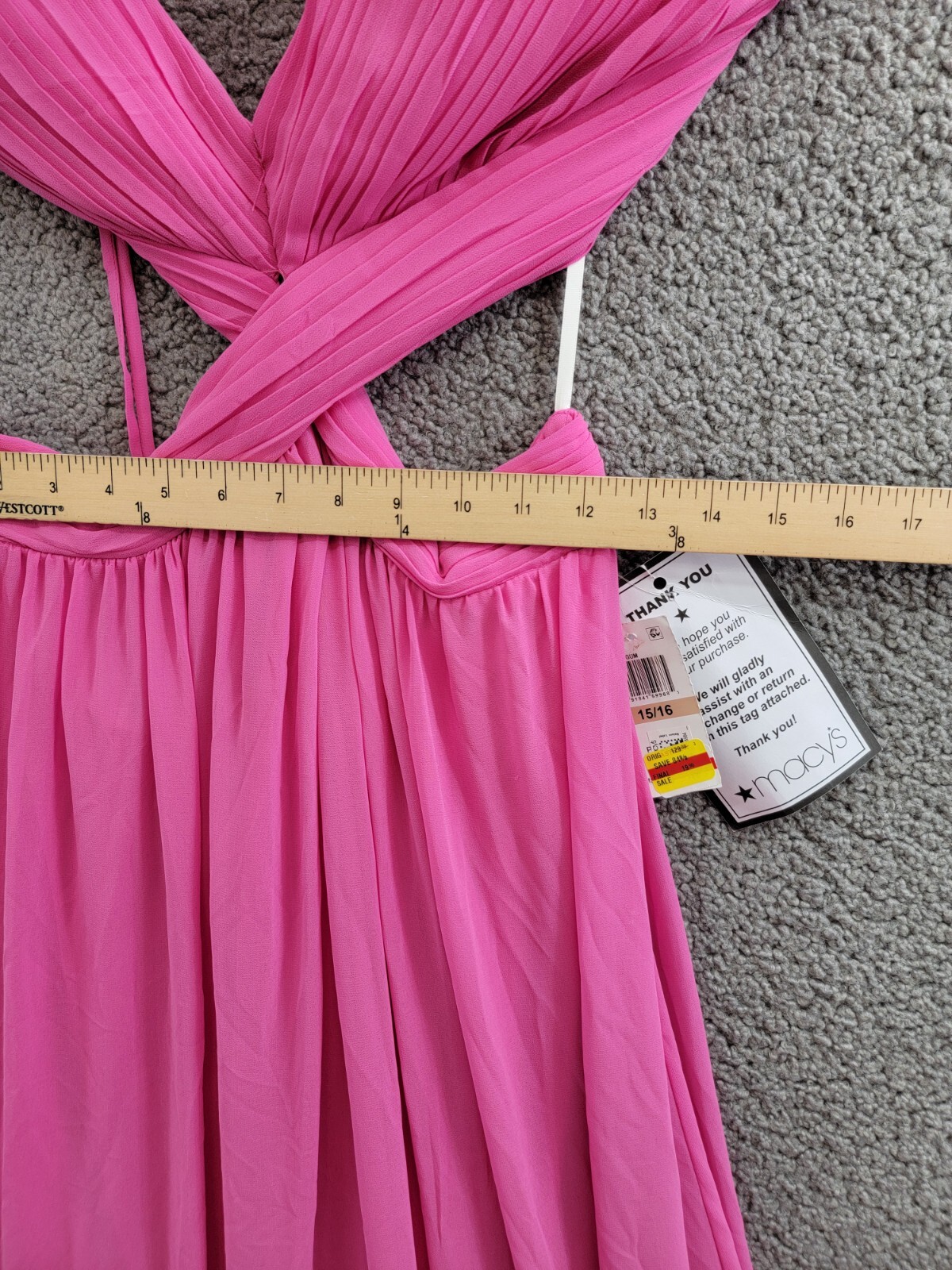 B. Darlin Ruffled Lace-Up-Back Gown Juniors 15/16 Bubblegum Sleeveless Back Zip - Picture 6 of 16