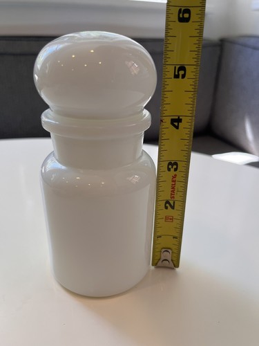 Vintage Small White Milk Glass Apothecary Storage Jar Bubble Top 5.5&rdquo; Belgium
