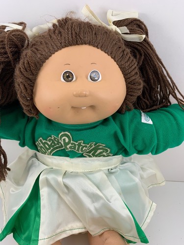 Cabbage Patch Girl Doll 1978 1983 Brown Eyes Dimples Tooth Cheerleader Outfit