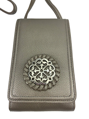 BRIGHTON Ferrara Phone Organizer CROSSBODY Zinc Pearl E5316Z Retail $195