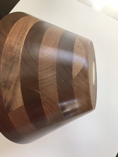 Set of 9 Fitzhugh Vintage Walnut Wood Salad Bowls ~ 1 large bowl & 8 salad bowls