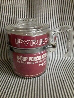 VTG PYREX #7759 9 Cup FLAMEWARE GLASS STOVETOP COFFEE PERCOLATOR POT - COMPLETE!