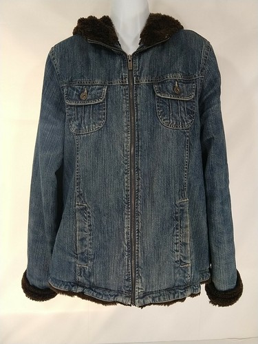 Lee Denim Women's Jean Faux Fur Lined Hooded Jacket Coat