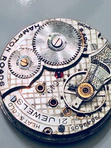 Antique Hampton Roads 549 21j Cachat Swiss Pocket Watch Movement Steampunk Partd