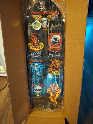 BONES BRIGADE AUTOGRAPHED SKATEBOARD DECK, TONY HAWK, STEVE CABALLERO, MULLEN +