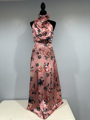 Womans Sz M Summer Casual Printed Floral Rayon Maxi Dress Prom Wedding Party