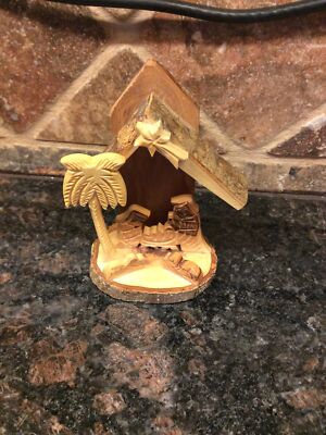 Holy Land Olive Wood 3D Nativity Scene Grotto Ornament