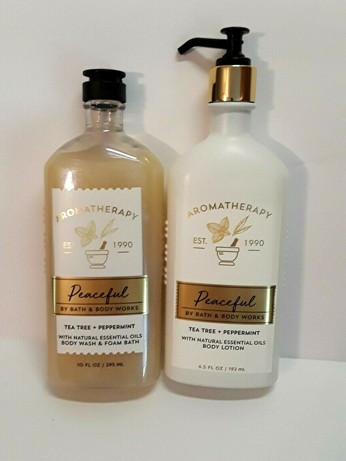 BBW Aromatherapy Peaceful Lotion & Body Wash Foam Bath Tea