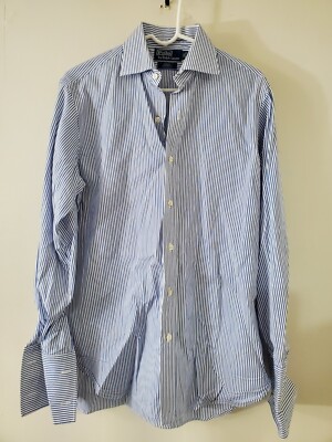 Ralph Lauren Polo Regent Dress Shirt 15 1/2 32/33 Mint Condition Blue Stripe