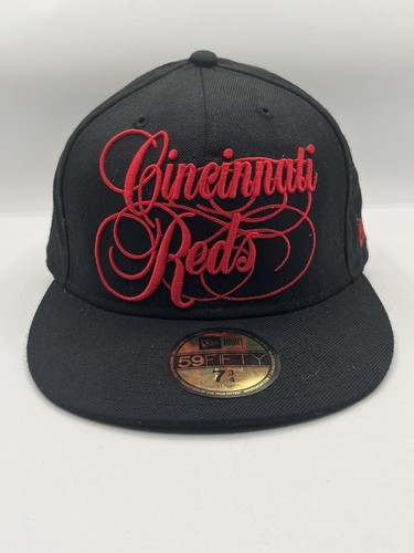 Cincinnati Reds MLB Script New Era 59Fifty Black Baseball