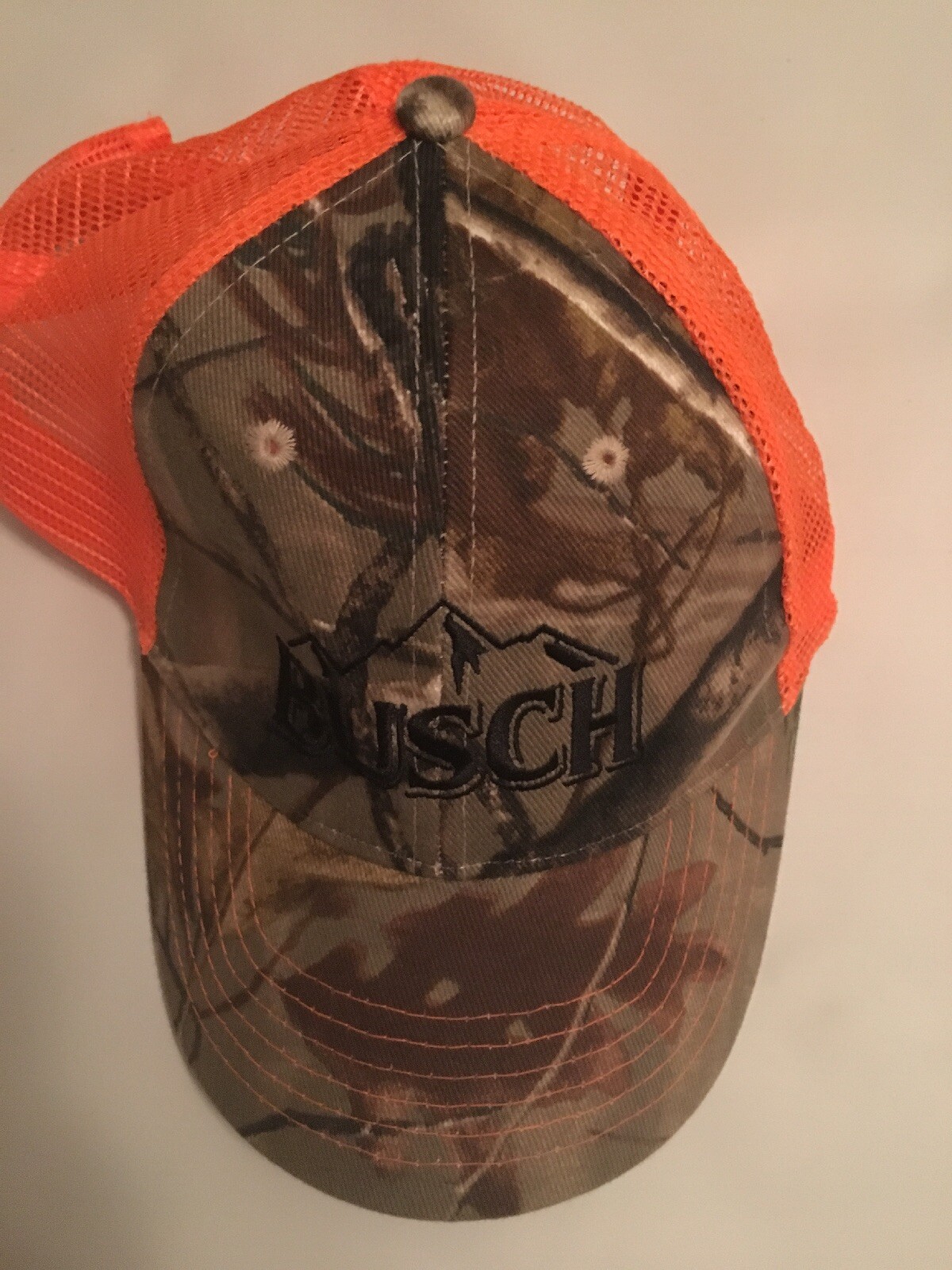 Camo BUSCH BEER HUNTING  Hat Logo KATI Bud Light Orange