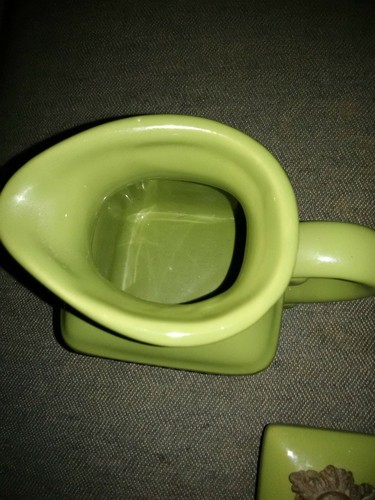 Belaverra China Cream Pitcher And Sugar Bowl Set, Avocado Green Excellent Cond.