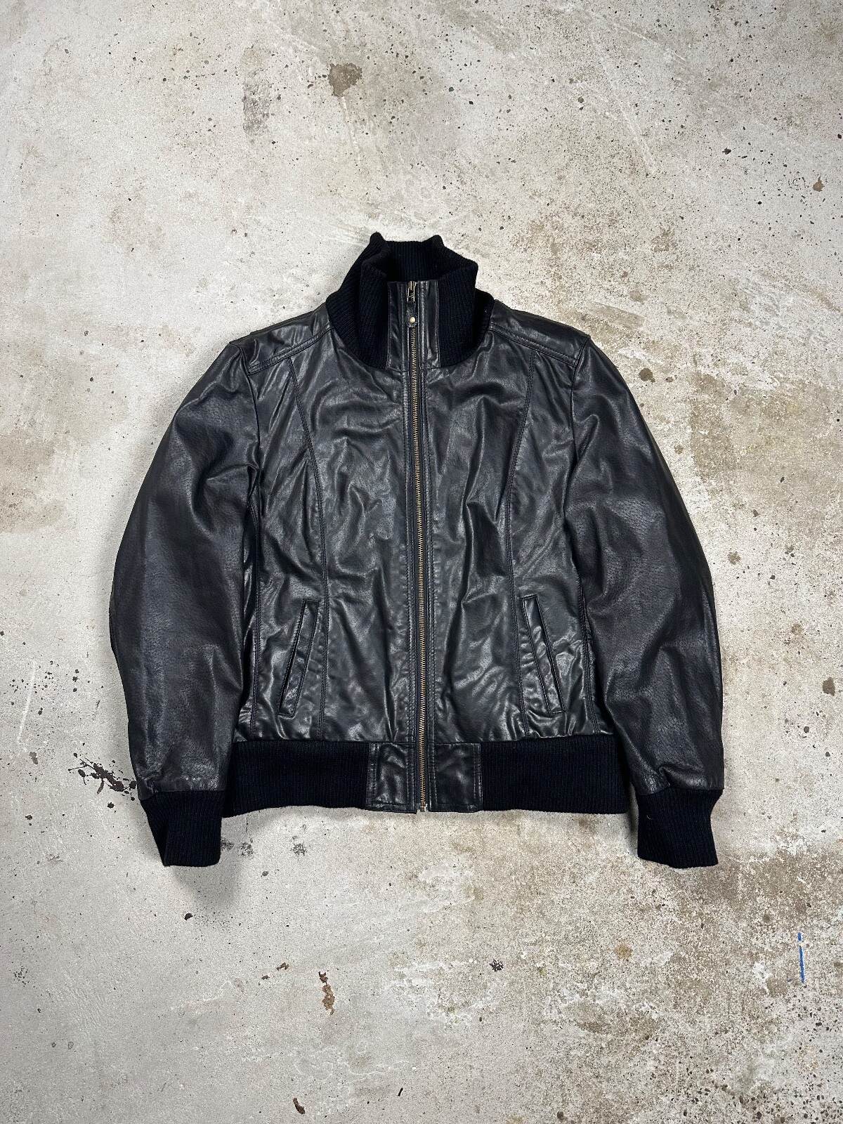 archive vintage leather jacket black y2k