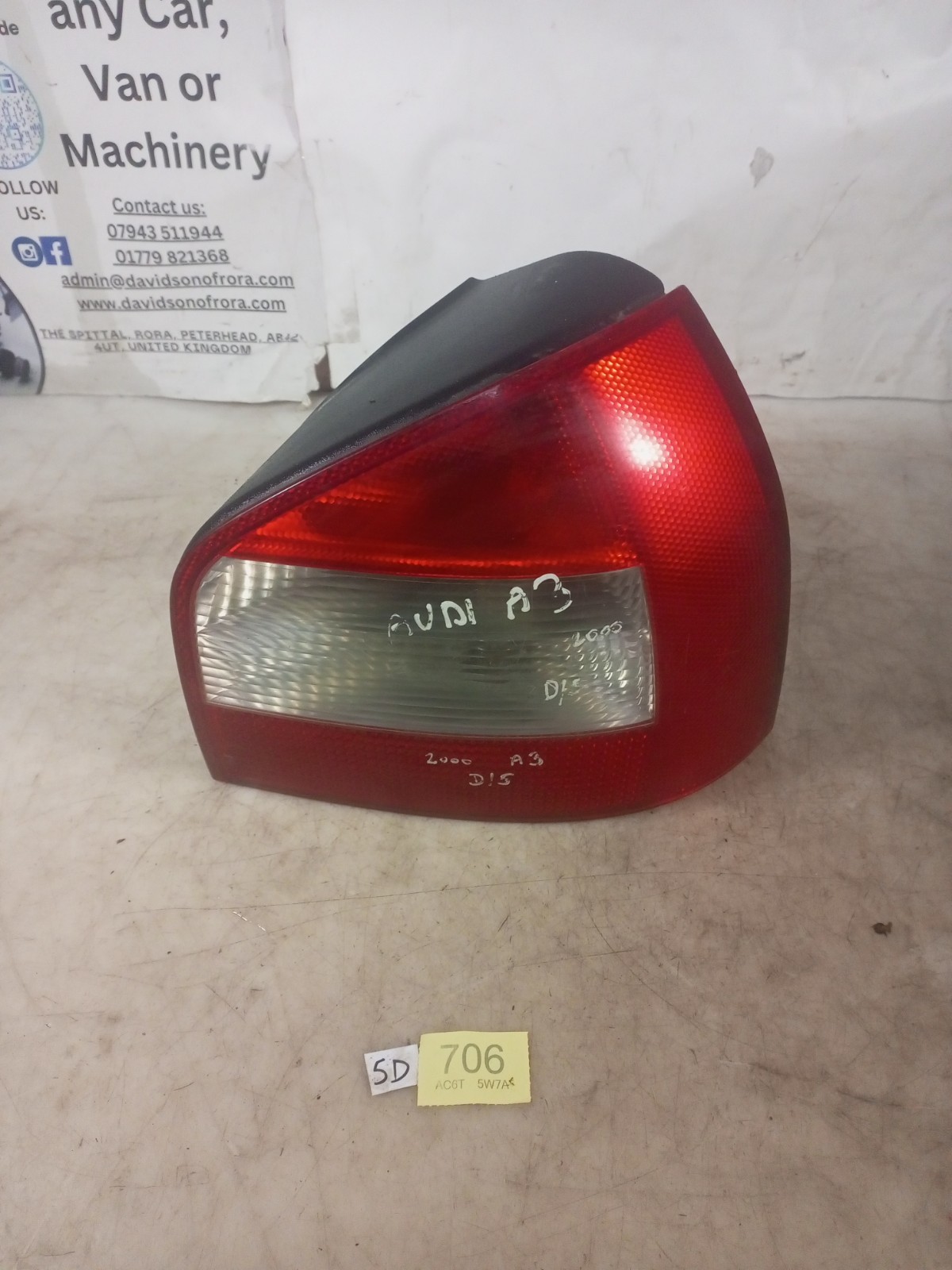 AUDI A3 DRIVER SIDE REAR LIGHT #5D706