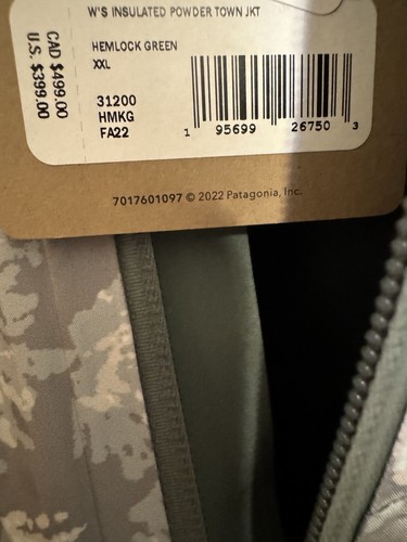 Pre-owned Patagonia Women's Size Xxl Insulated Powder Town Full-zip Jacket Hemlock Green