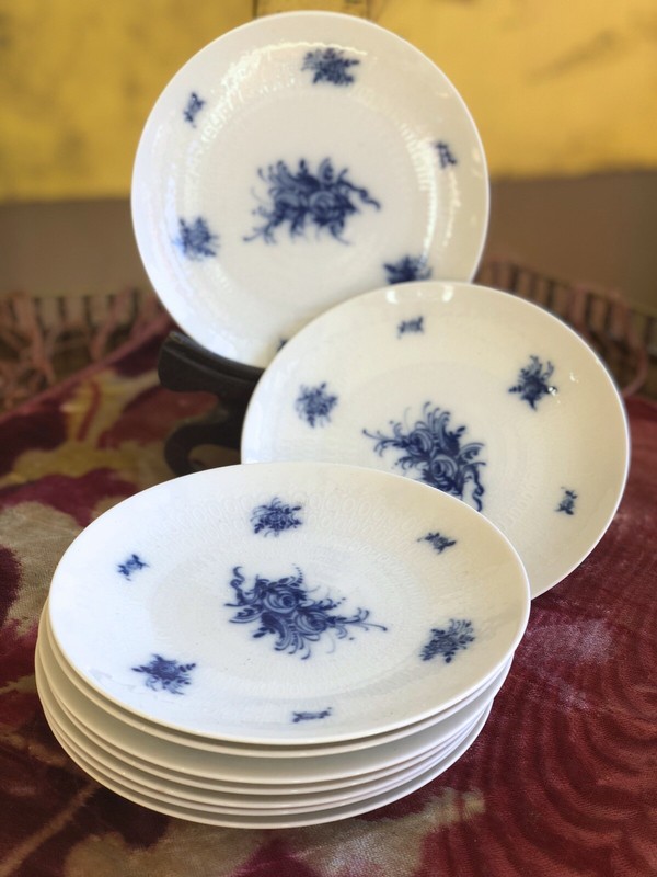 9 Vintage White Blue Floral Rosenthal Bread Plates Rhapsody Continental