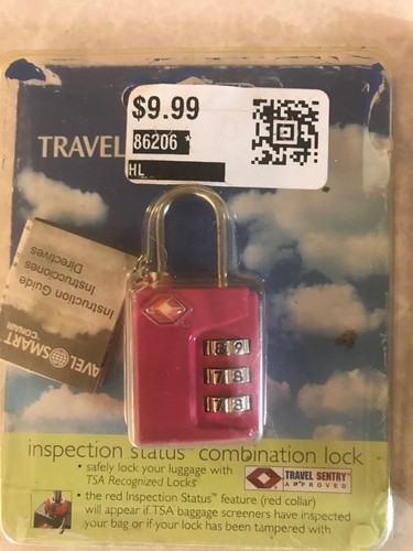 TRAVEL SMART INSPECTION STATUS COMBINATION LOCK 2 Count NEW