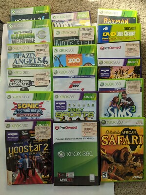 Bundle of x box 360 games 18 count, including Rayman legends and portal 2