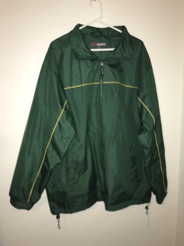 Kenpo Windbreaker Rain Jacket Men XL Quarter Zip Green Pullover Mesh Lined
