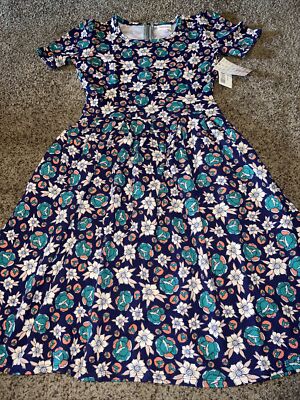 NEW LuLaRoe Cabbage Roses Tattoo Amelia Small 6/8 4/6 Unicorn Purple Green  