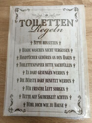 Blechschild 20x30  Sprüche  Toiletten Regeln.. Deko Wandbild Home Bad Klo