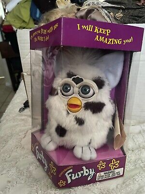 Rare  1998 Furby White & Black Spots With Blue Eyes Electronic Sealed 70-800