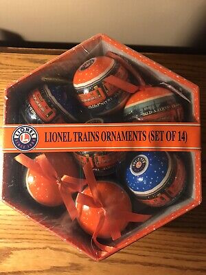 Lionel Trains Christmas Ornaments - Set of 14 with Collectible Box and Lid - NEW