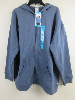 Danskin Women's Ultra Cozy Zip Hooded Jacket Size 2X - Stonewash Heather (NWT)