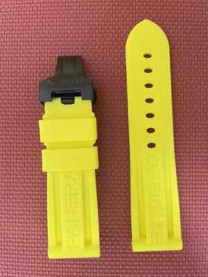 Panerai Watch 24/22mm Black Rubber Dive Strap for Clasp Buckle MXE07XDG Black