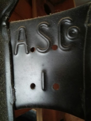Vintage Wood & Wrought Iron School Desk Ink Well, # 2 Stamped Metal leg & ASC 1